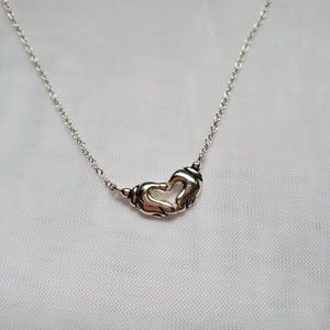 Sterling Silver Mickey Mouse Heart Hands Necklace